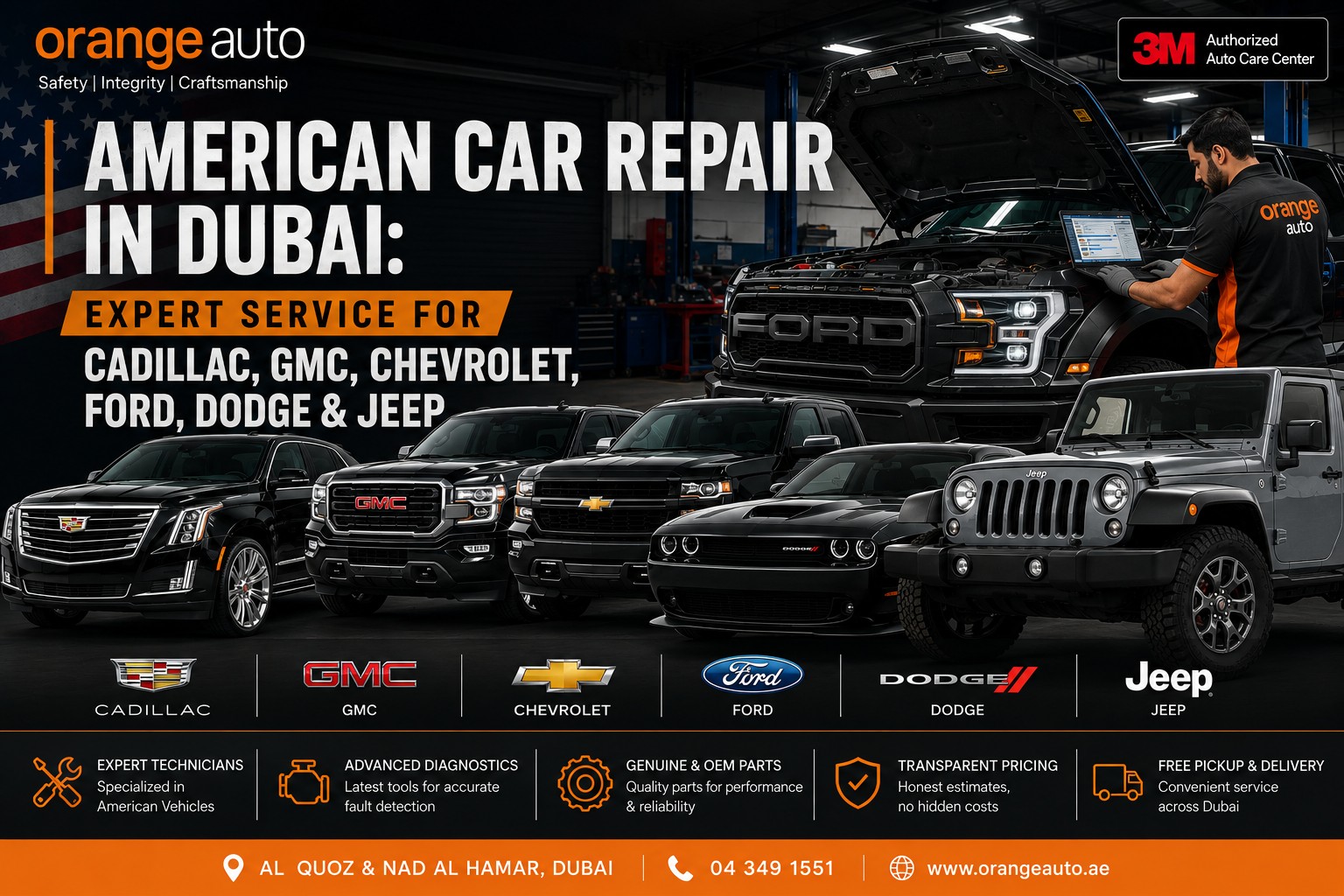 American Car Repair in Dubai: Expert Service for Cadillac, GMC, Chevrolet, Ford, Dodge & Jeep