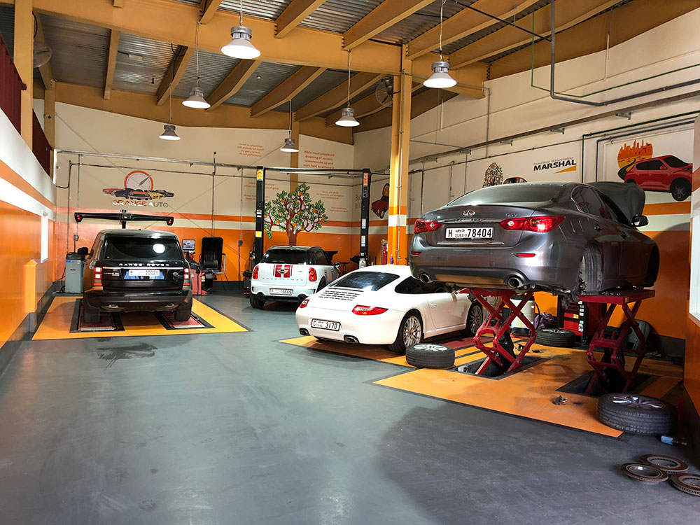 Aston Martin at Orange Auto car garage services Dubai